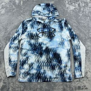 Under Armour Hoodie Mens Sz L Blue Shorebreak Camo Iso-Chill Fishing Outdoor